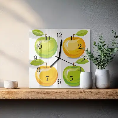 Vierkante glas klok Appels