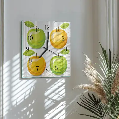 Vierkante glas klok Appels