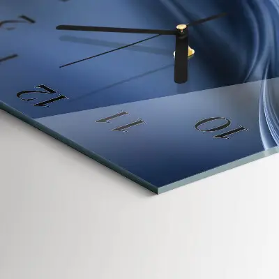 Vierkante glazen wandklok Blauwe golven