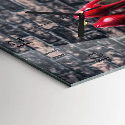 Moderne wandklok glas vierkant Rode hoge hakken