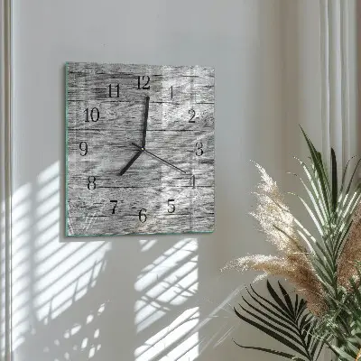 Vierkante glazen klok Grijs hout