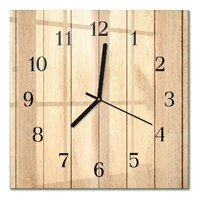 Vierkante glazen wandklok Hout