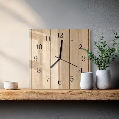 Vierkante glazen wandklok Hout
