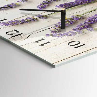 Vierkante glazen wandklok Lavendel