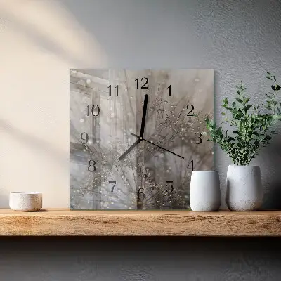 Moderne wandklok glas vierkant Dauwdruppels
