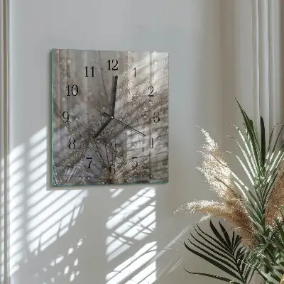 Moderne wandklok glas vierkant Dauwdruppels