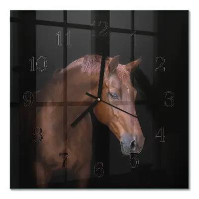 Vierkante glazen klok Paard