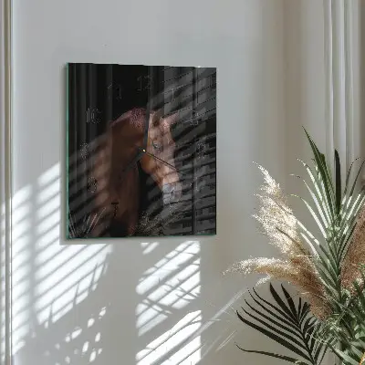 Vierkante glazen klok Paard