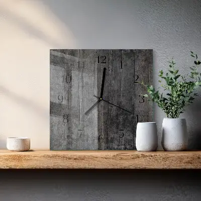 Moderne wandklok glas vierkant Hout