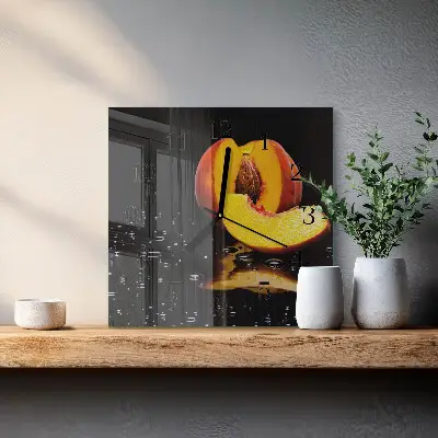 Vierkante glazen wandklok Perzik