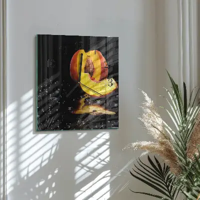 Vierkante glazen wandklok Perzik