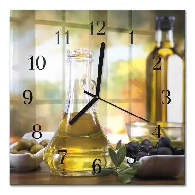 Moderne wandklok glas vierkant Olijfolie