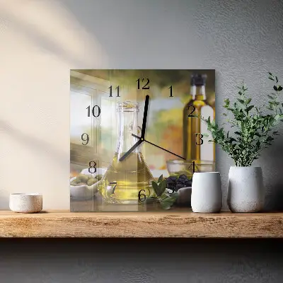 Moderne wandklok glas vierkant Olijfolie