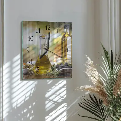 Moderne wandklok glas vierkant Olijfolie