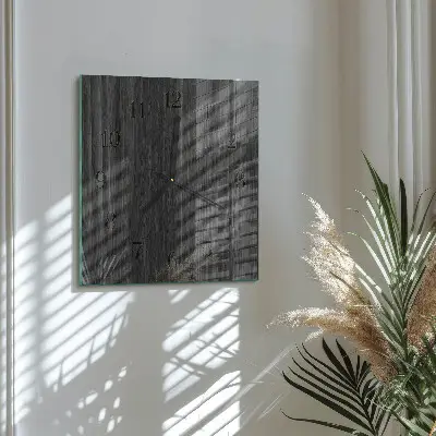Vierkante glazen klok Hout