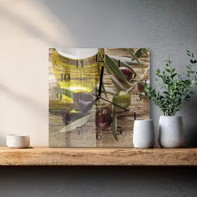 Decoratieve glazen klok vierkant Olijfolie