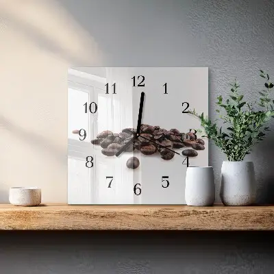 Moderne wandklok glas vierkant Koffiebonen