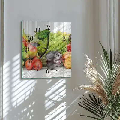 Vierkante glazen klok Groenten