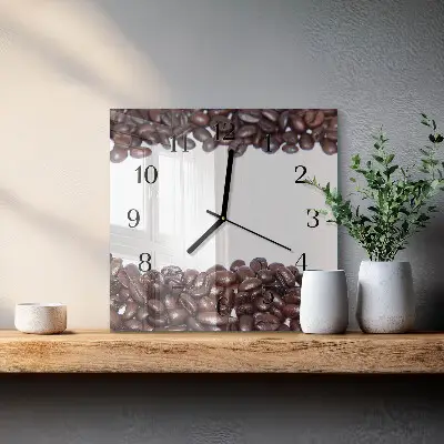 Decoratieve glazen klok vierkant Koffiebonen