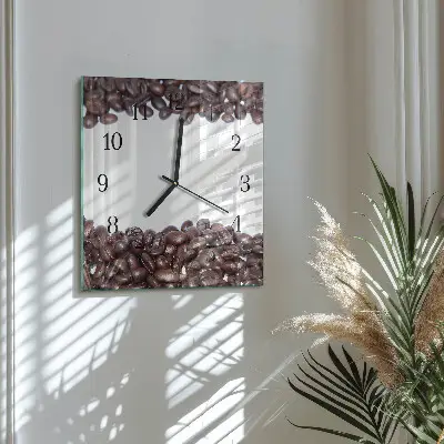 Decoratieve glazen klok vierkant Koffiebonen