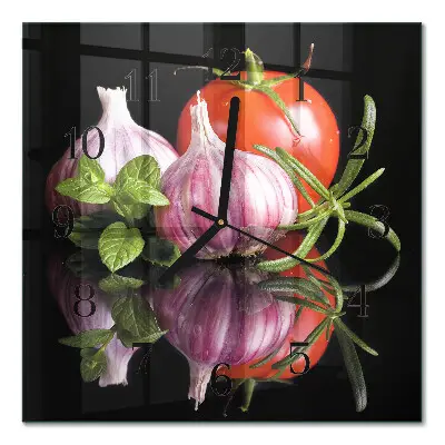 Vierkante glas klok Tomaat knoflook