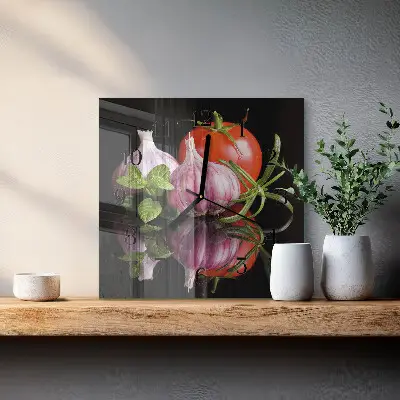Vierkante glas klok Tomaat knoflook