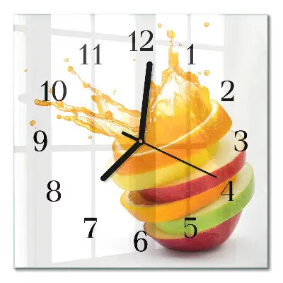 Vierkante glazen klok Fruit