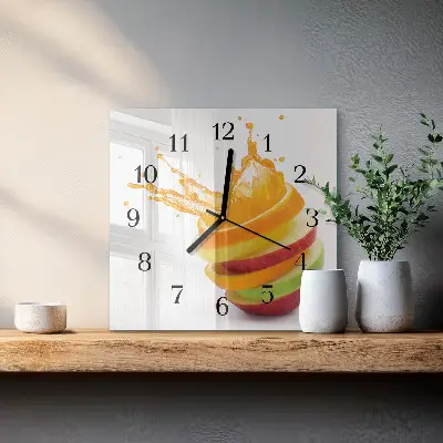 Vierkante glazen klok Fruit