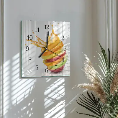 Vierkante glazen klok Fruit