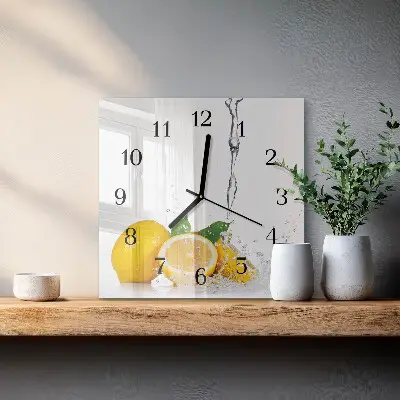 Moderne wandklok glas vierkant Citroenen