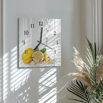 Moderne wandklok glas vierkant Citroenen