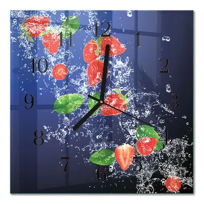 Decoratieve glazen klok vierkant Aardbeien