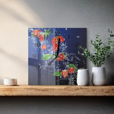 Decoratieve glazen klok vierkant Aardbeien