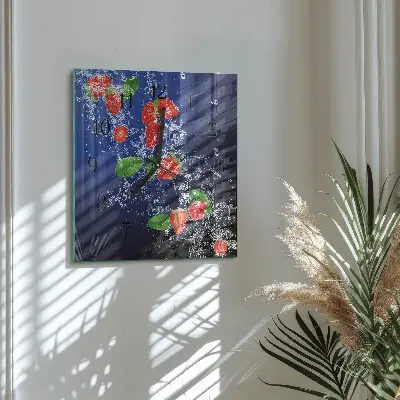 Decoratieve glazen klok vierkant Aardbeien