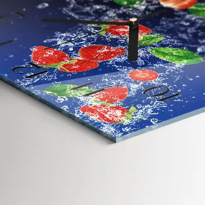 Decoratieve glazen klok vierkant Aardbeien