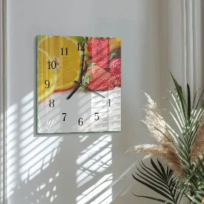 Vierkante glas klok Fruit
