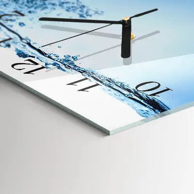 Vierkante glazen wandklok Water