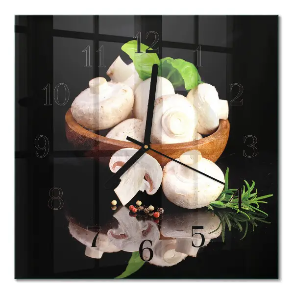 Moderne wandklok glas vierkant Paddenstoelen