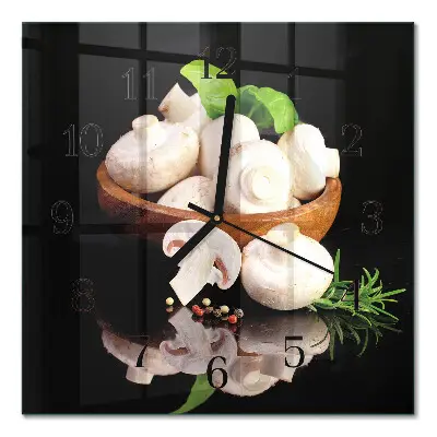 Moderne wandklok glas vierkant Paddenstoelen