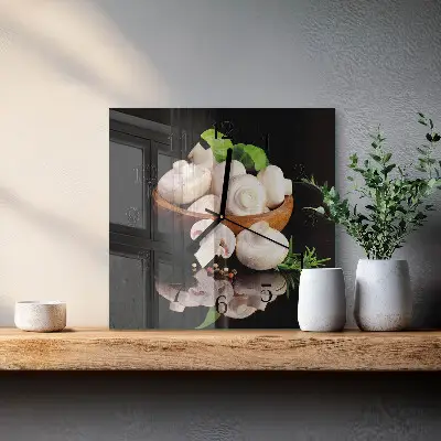 Moderne wandklok glas vierkant Paddenstoelen