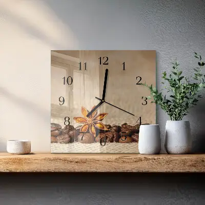 Vierkante glas klok Koffiebonen