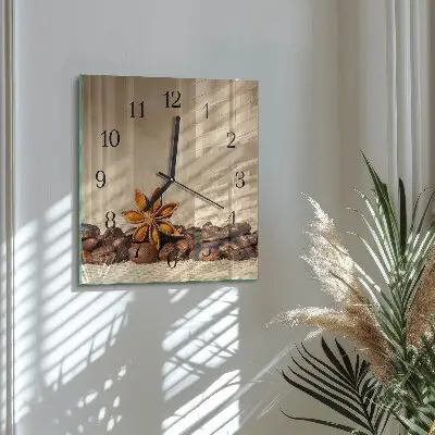 Vierkante glas klok Koffiebonen