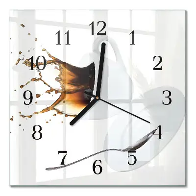 Moderne wandklok glas vierkant Een kopje koffie
