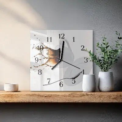 Moderne wandklok glas vierkant Een kopje koffie