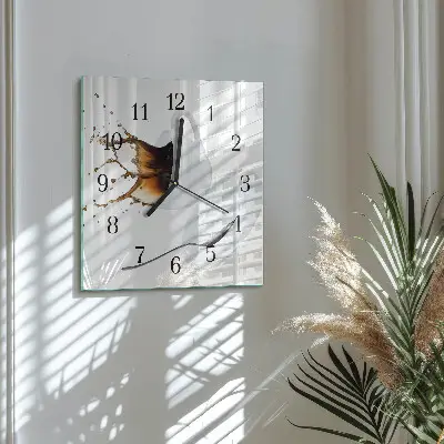 Moderne wandklok glas vierkant Een kopje koffie