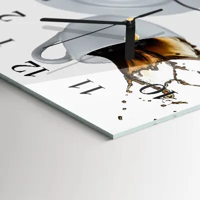 Moderne wandklok glas vierkant Een kopje koffie