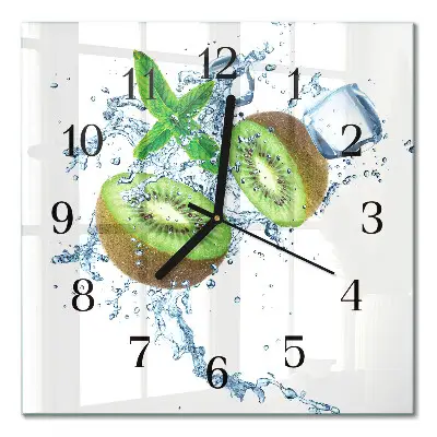 Vierkante glas klok Kiwi