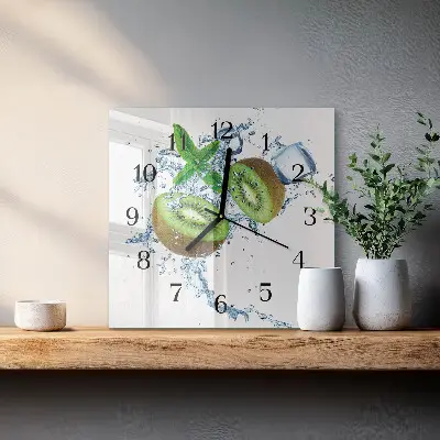 Vierkante glas klok Kiwi