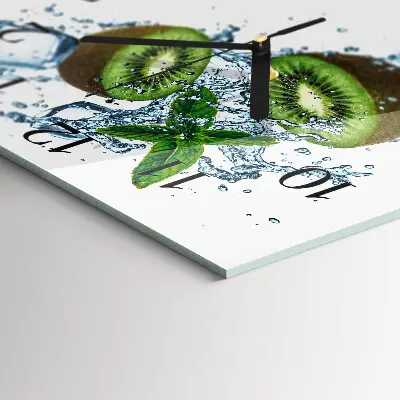 Vierkante glas klok Kiwi