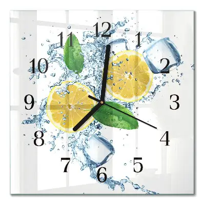 Vierkante glazen wandklok Citrus